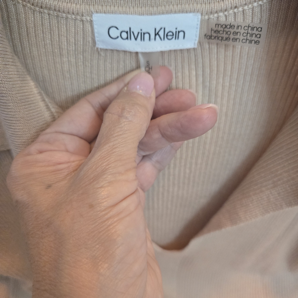 Calvin Klein Light Tan Ribbed Top - Picture 2 of 2
